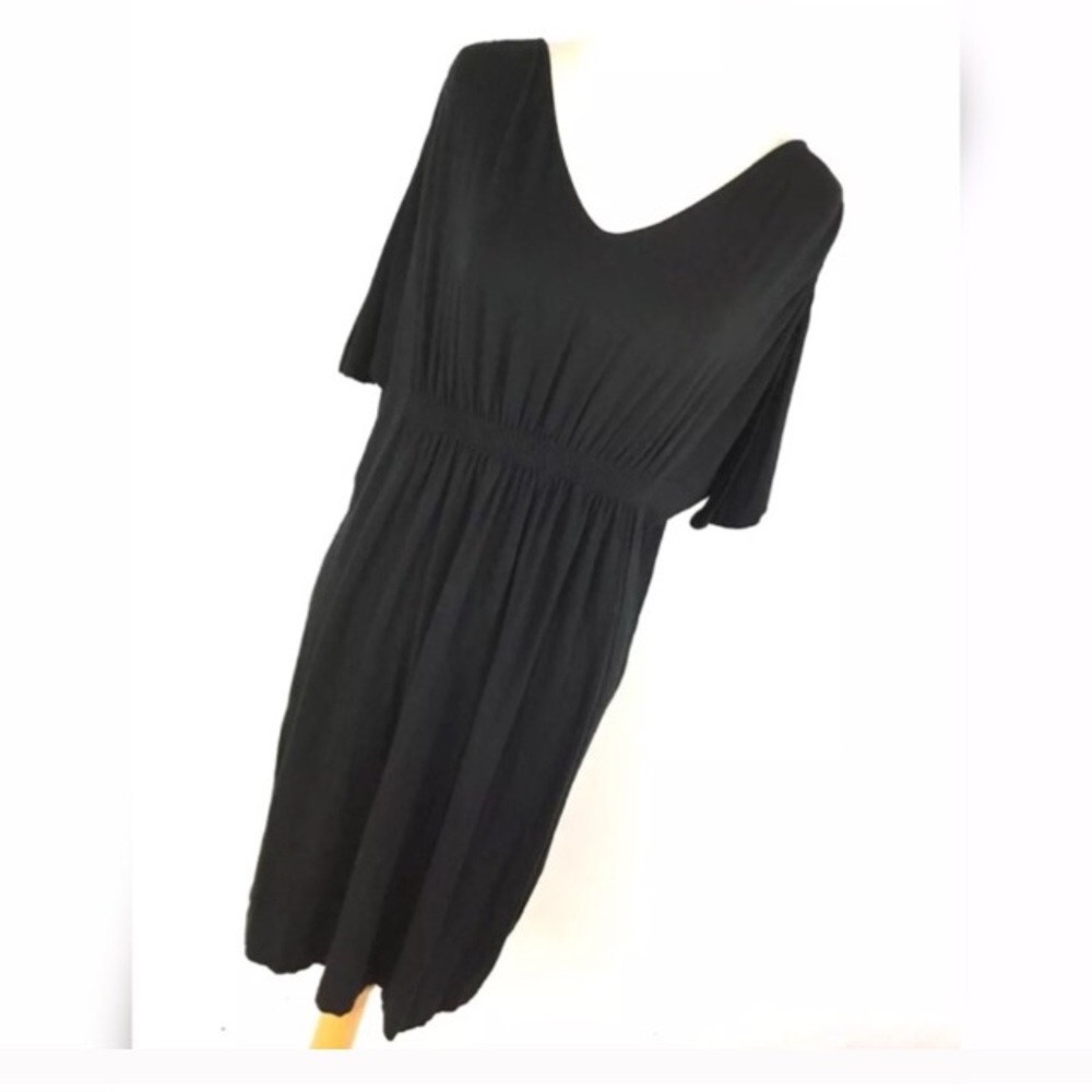 Soma L Large Dress Black Empire Waist Short Sleeve